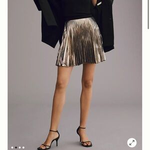 Anthropologie Shimmering Gold Skater Skirt